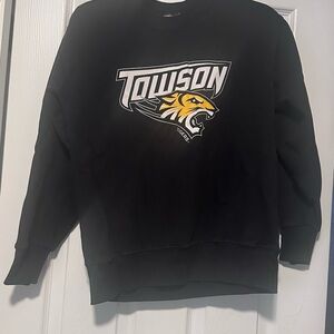 Black Crewneck Sweater with Towson Tiger Logo The cotton exchange brand